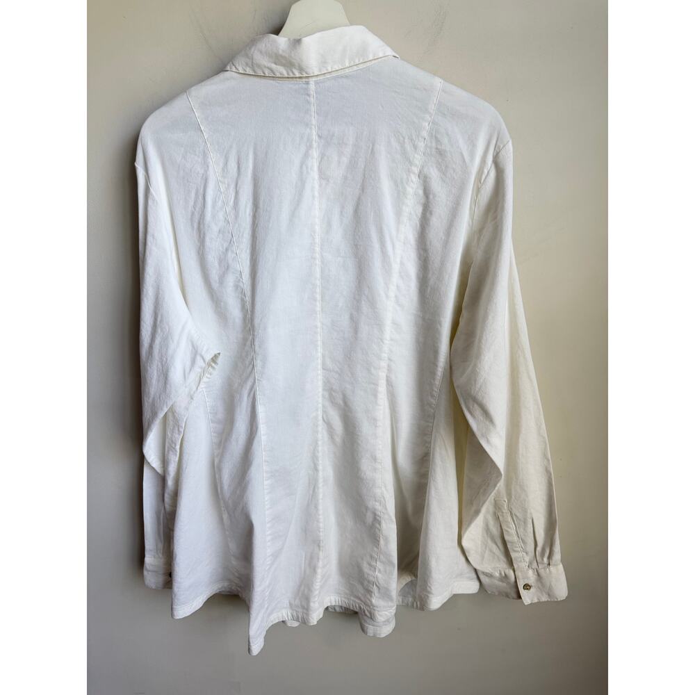 Eileen Fisher Linen Blend Long Sleeve Button-Up Shirt White Women's Plus Size 1X - Picture 8 of 8